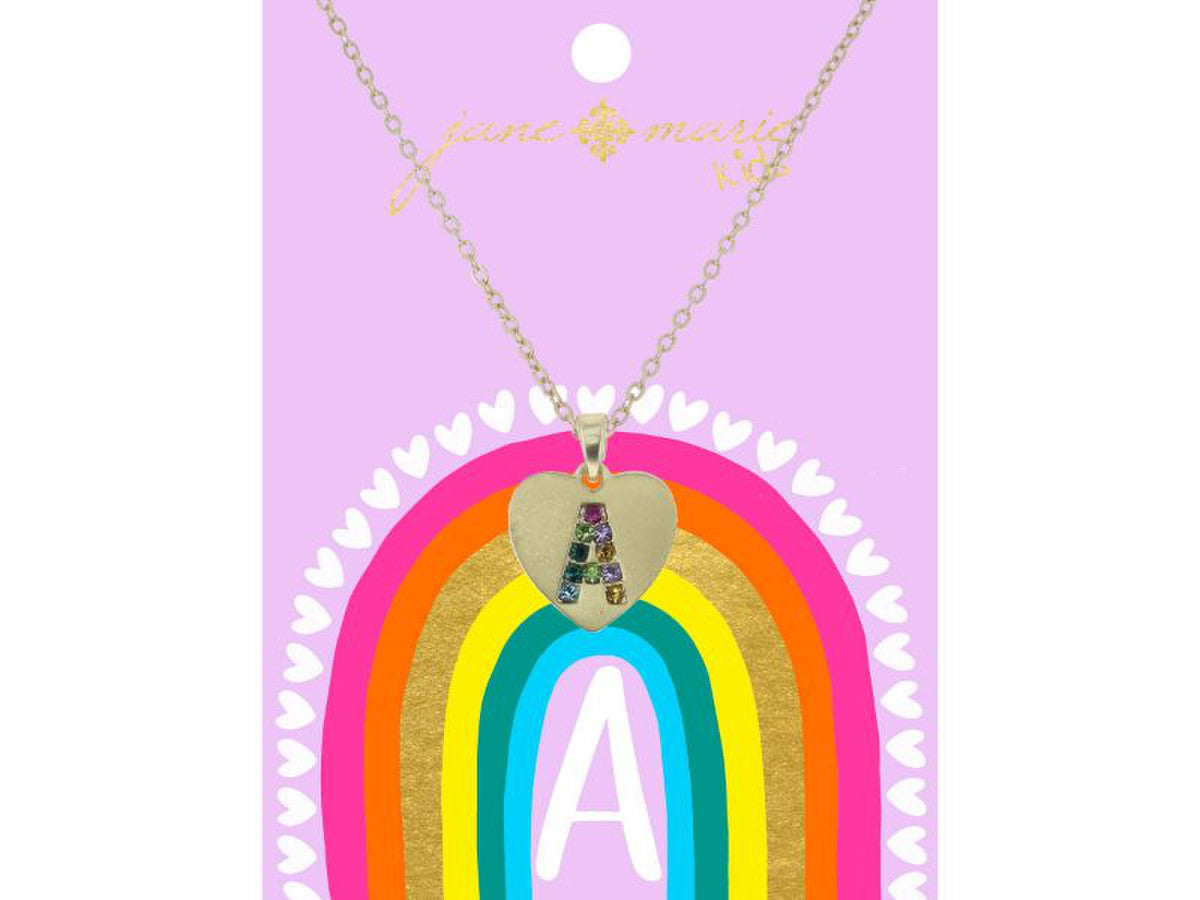 Crystal Initial On Gold Heart Necklace
