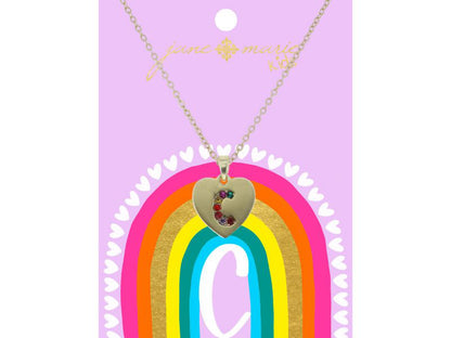 Crystal Initial On Gold Heart Necklace