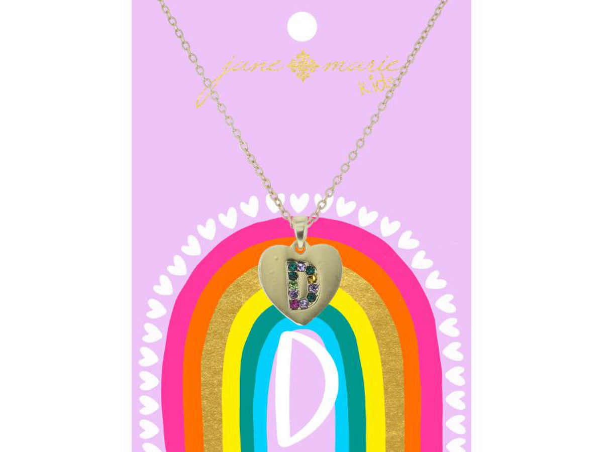 Crystal Initial On Gold Heart Necklace