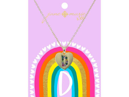 Crystal Initial On Gold Heart Necklace