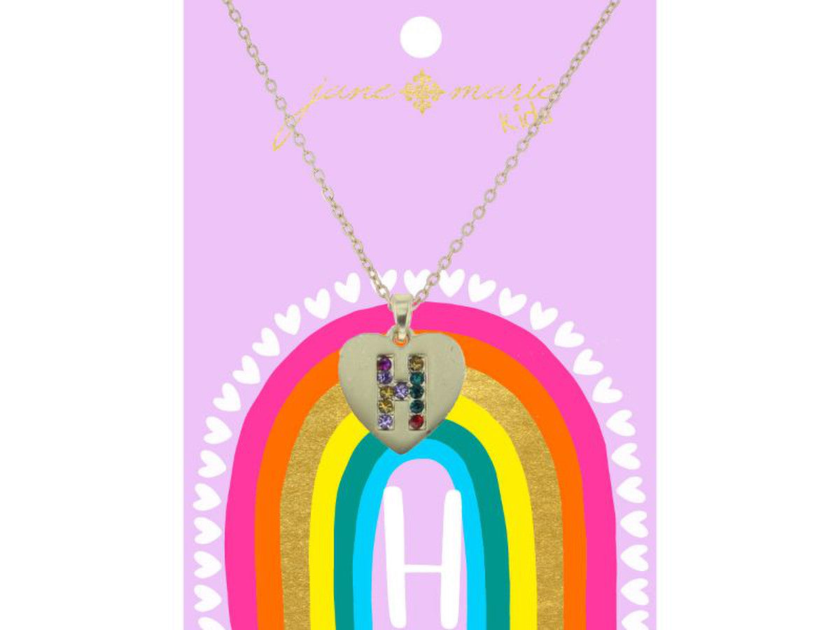 Crystal Initial On Gold Heart Necklace