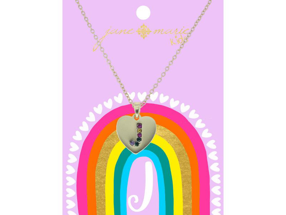 Crystal Initial On Gold Heart Necklace