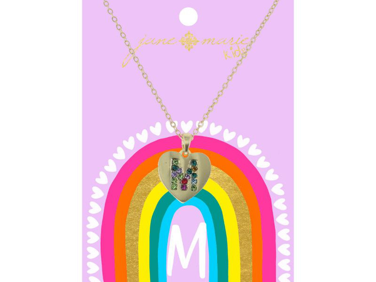 Crystal Initial On Gold Heart Necklace