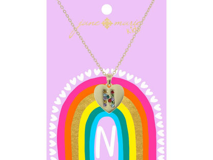 Crystal Initial On Gold Heart Necklace