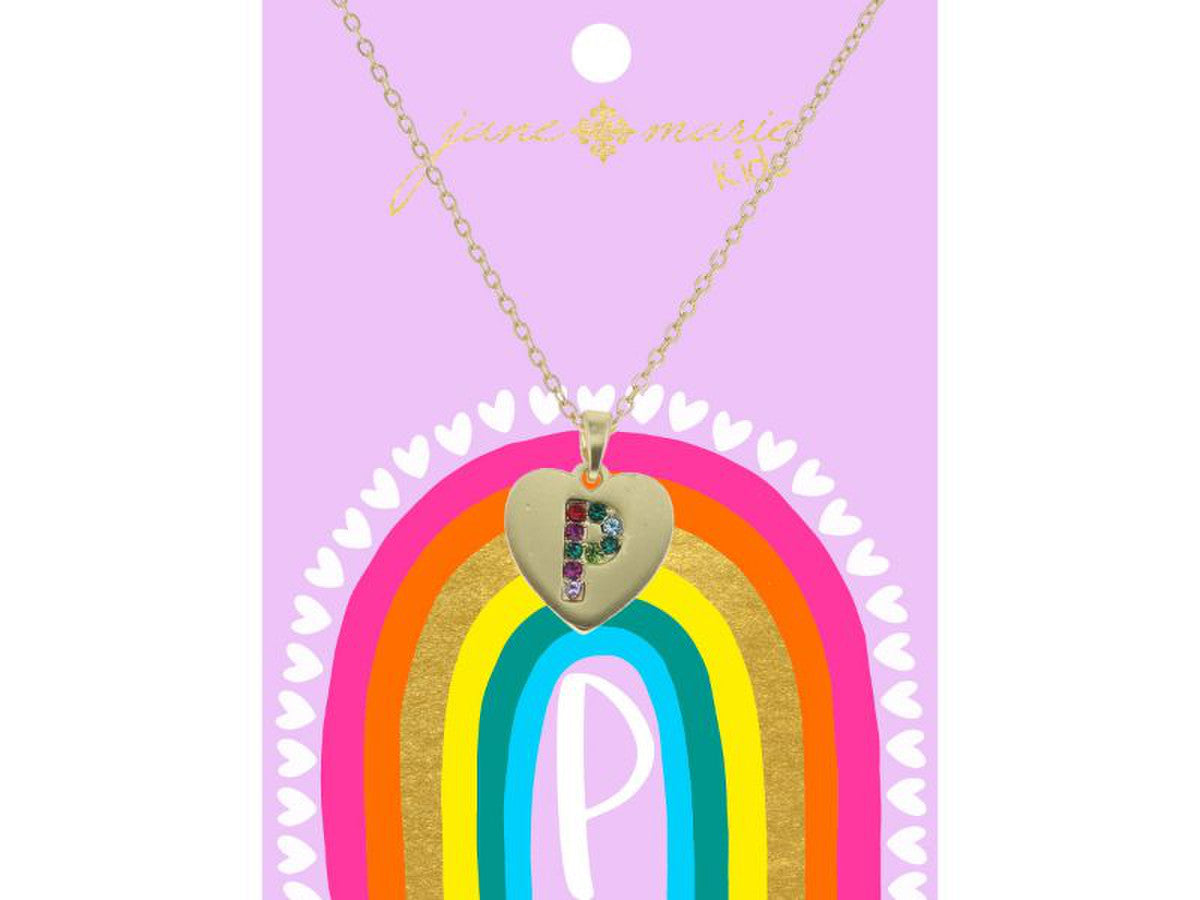 Crystal Initial On Gold Heart Necklace