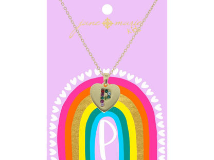 Crystal Initial On Gold Heart Necklace