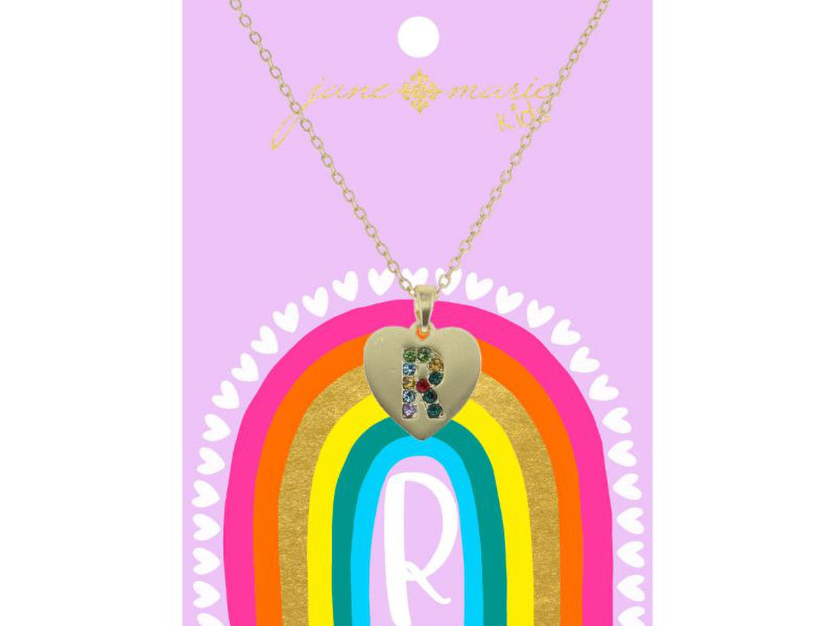 Crystal Initial On Gold Heart Necklace