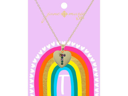 Crystal Initial On Gold Heart Necklace