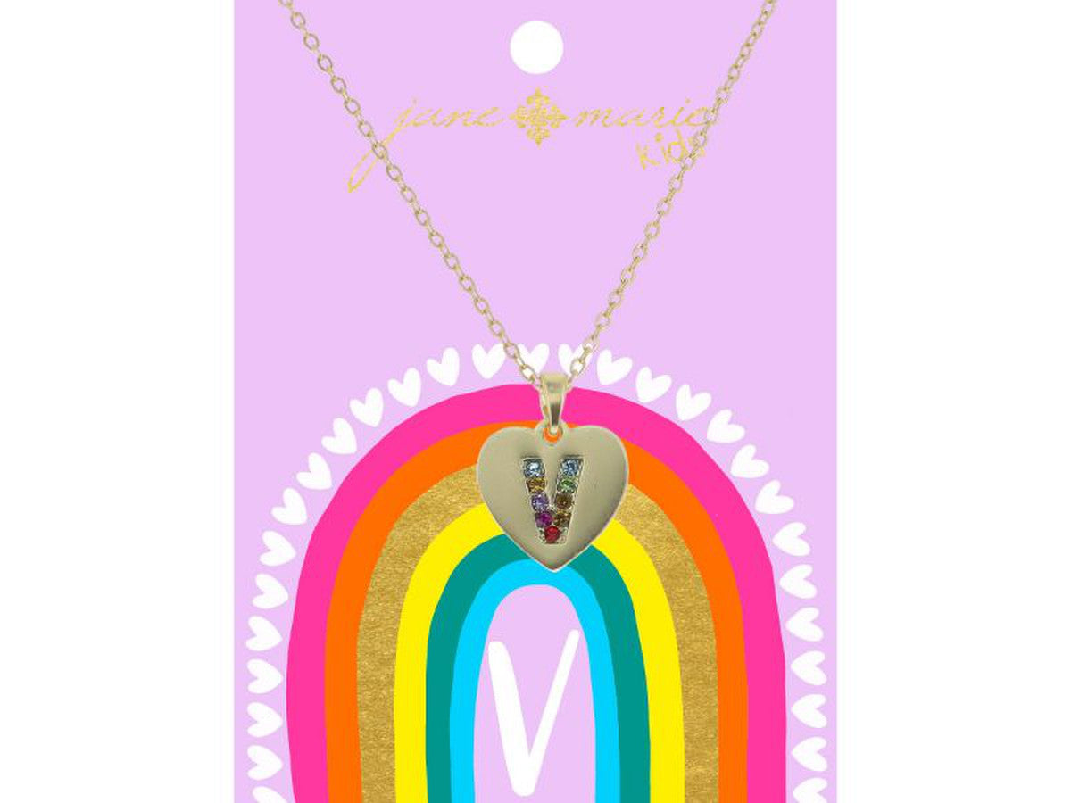 Crystal Initial On Gold Heart Necklace