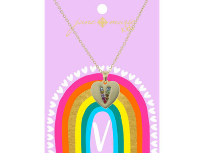 Crystal Initial On Gold Heart Necklace