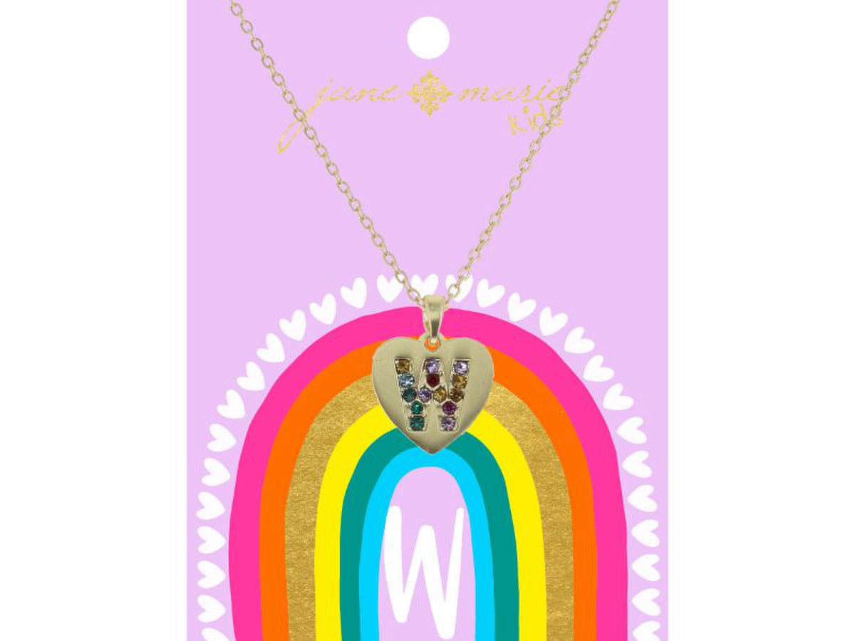 Crystal Initial On Gold Heart Necklace