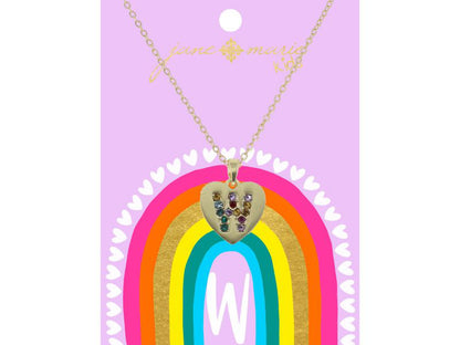 Crystal Initial On Gold Heart Necklace