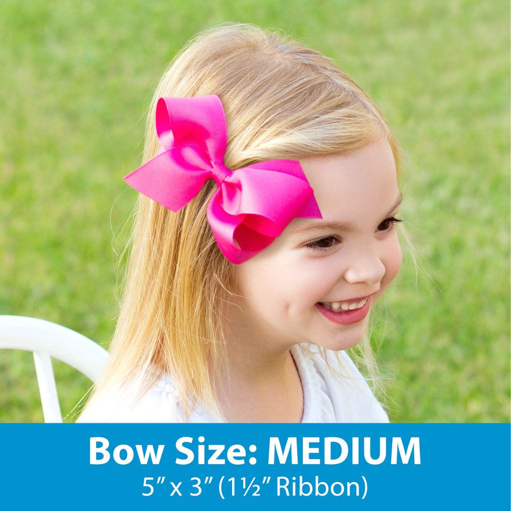 Medium Classic Organza Girls Double Hair Bow, White