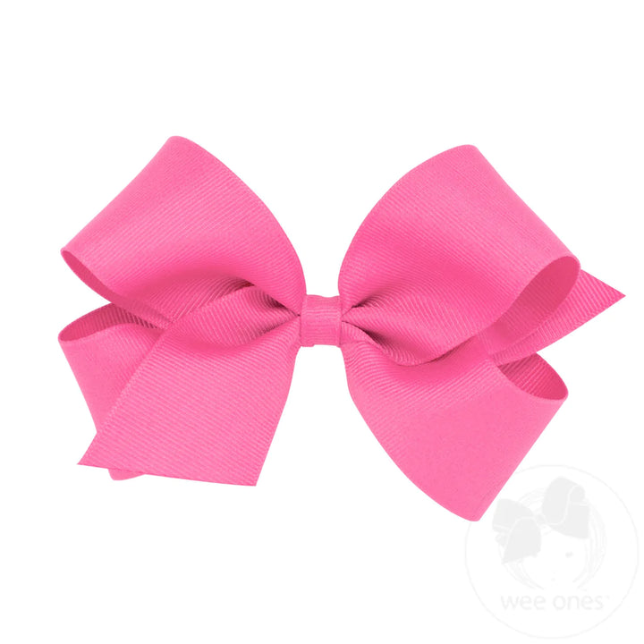 Medium Classic Grosgrain Hair Bow | Hot Pink