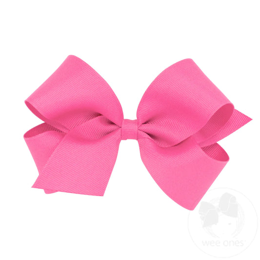 Medium Classic Grosgrain Hair Bow | Hot Pink