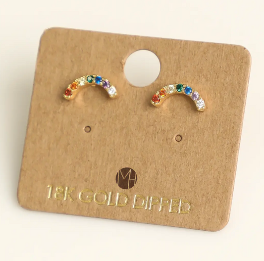 Mini Crystal Rainbow Stud Earrings