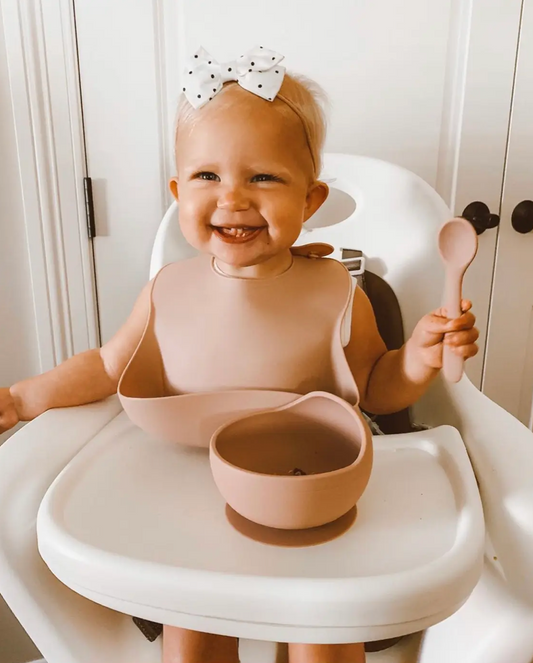 Silicone Suction Bowl & Spoon Set, Blush