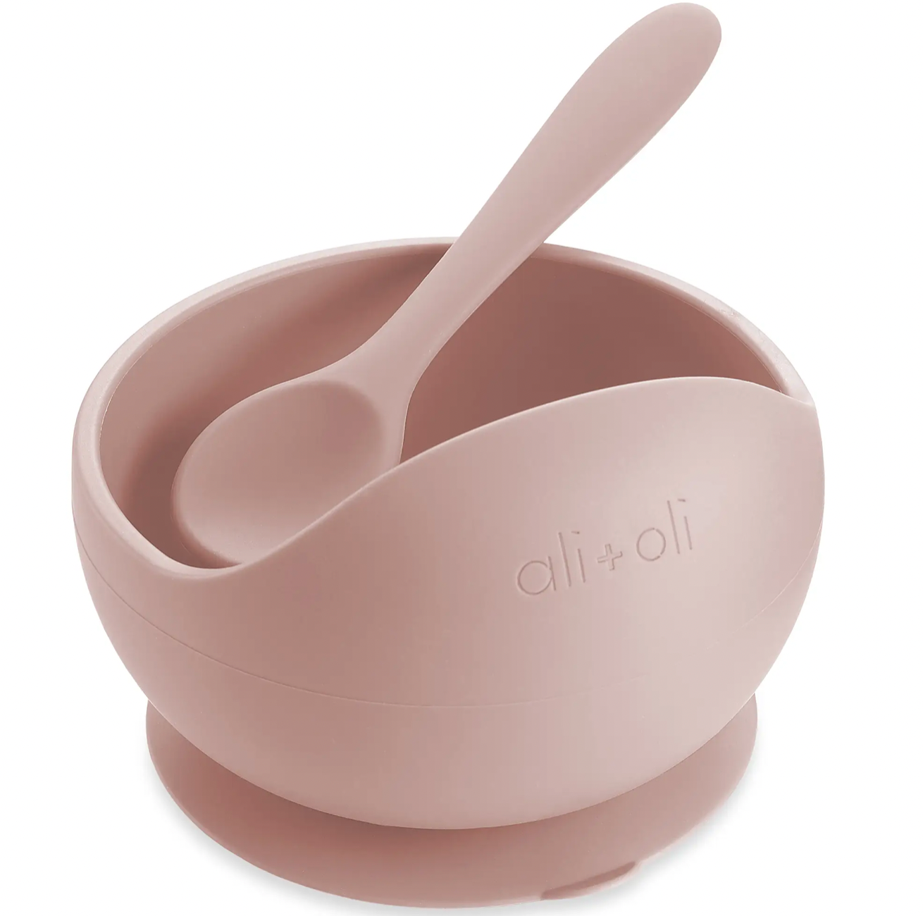 Silicone Suction Bowl & Spoon Set, Blush
