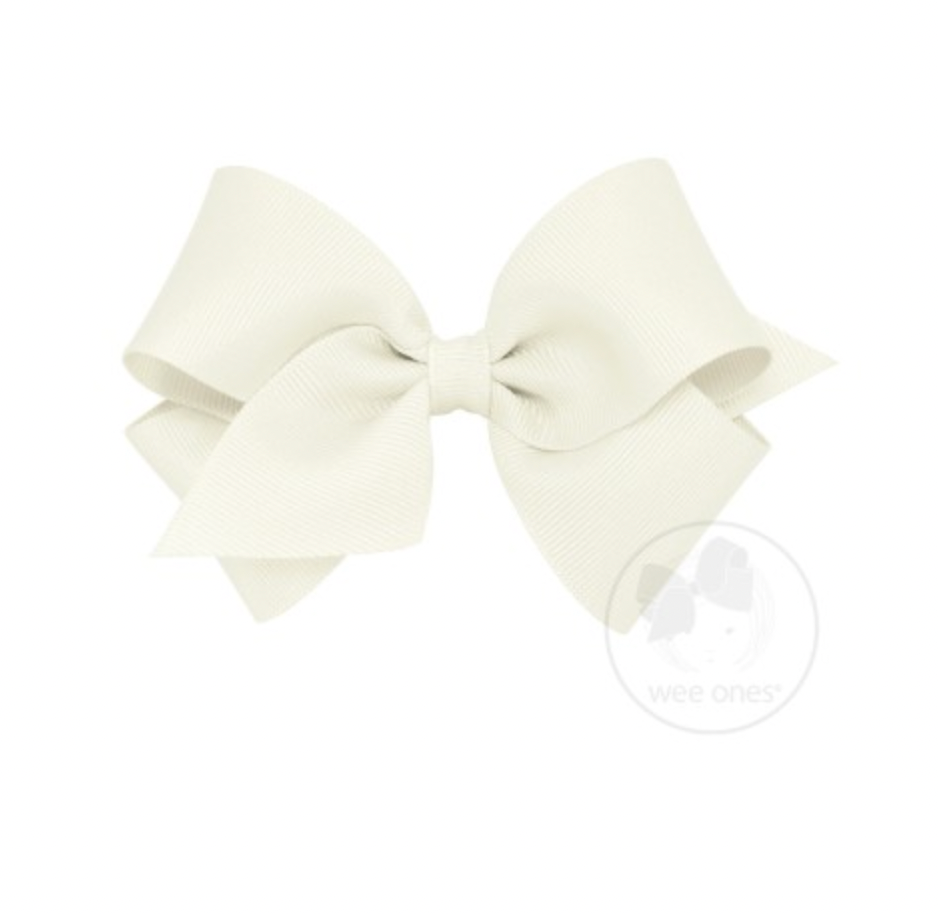 Small Classic Grosgrain Hair Bow | Antique White
