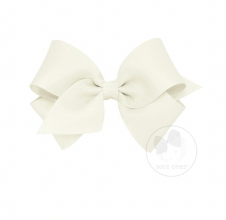 Small Classic Grosgrain Hair Bow | Antique White