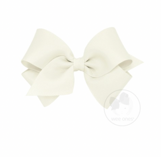 Small Classic Grosgrain Hair Bow | Antique White