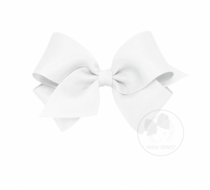 Small Classic Grosgrain Hair Bow | White