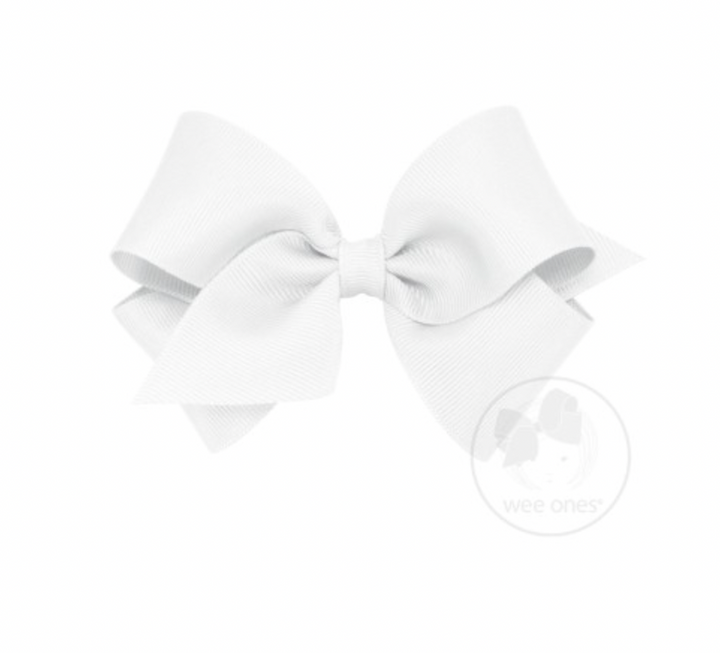 Small Classic Grosgrain Hair Bow | White