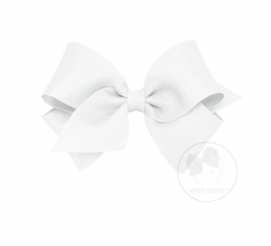 Small Classic Grosgrain Hair Bow | White