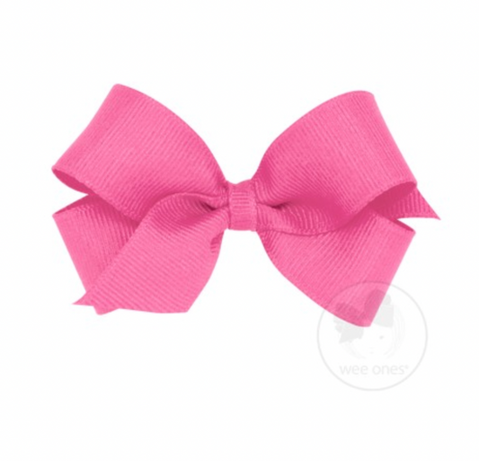 Mini Classic Grosgrain Hair Bow, Hot Pink