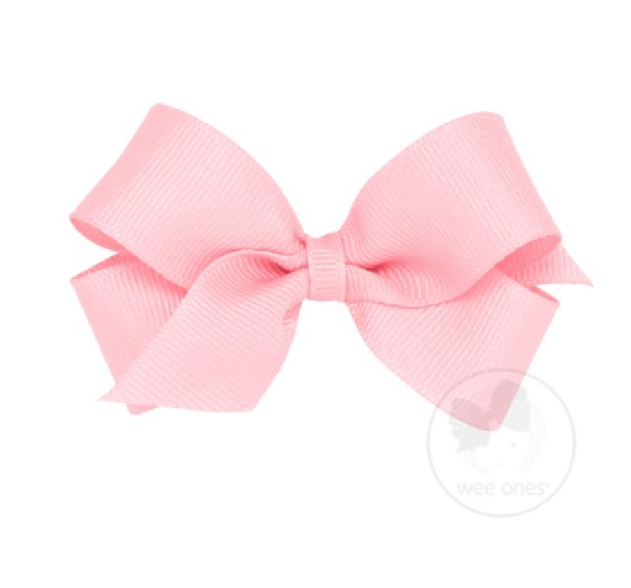 Mini Classic Grosgrain Hair Bow, Light Pink