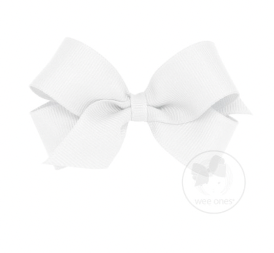 Mini Classic Grosgrain Hair Bow | White