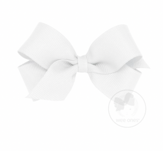 Mini Classic Grosgrain Hair Bow | White