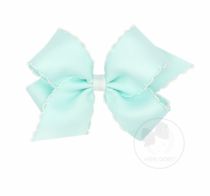 Medium Contrasting Moonstitch Grosgrain Bow, Crystalline/White