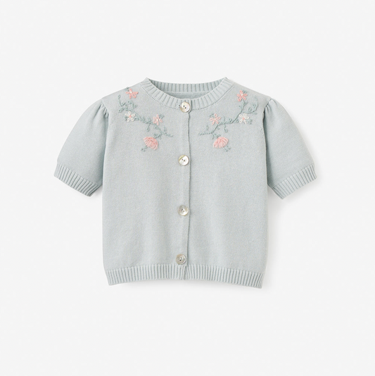 Embroidered Short Sleeve Knit Cardigan (6m, 12m)
