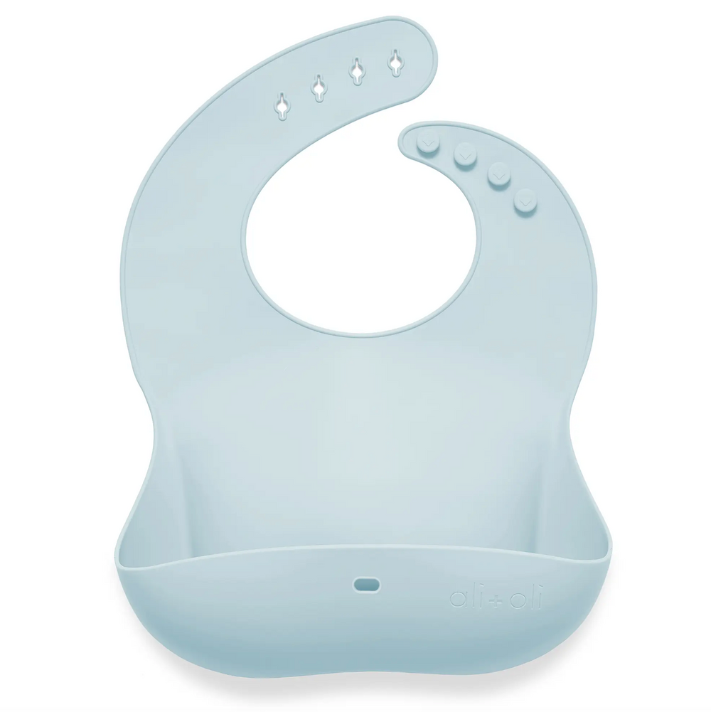 Silicone Baby Bib Roll Up & Stay Closed | Sky