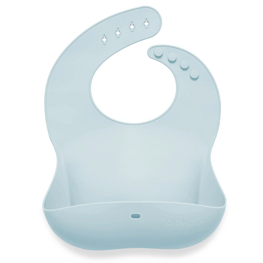 Silicone Baby Bib Roll Up & Stay Closed | Sky