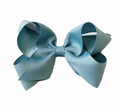 Small Classic Grosgrain Hair Bow, New Lagoon Blue
