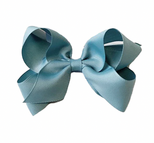 Small Classic Grosgrain Hair Bow, New Lagoon Blue