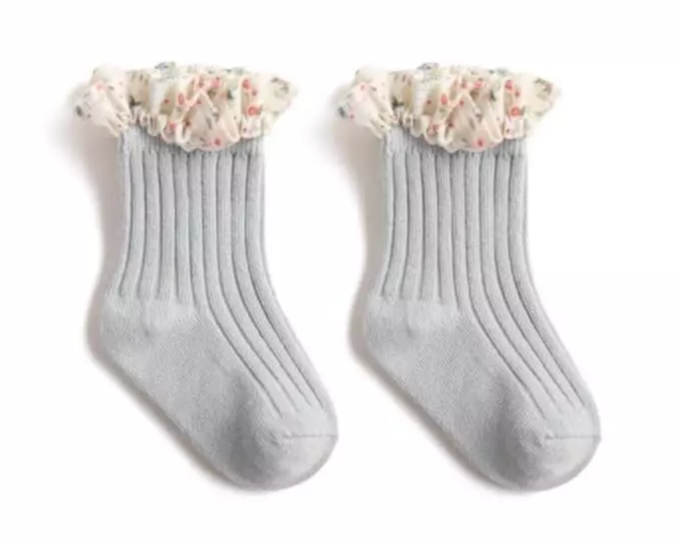 Small Flower Socks, Blue