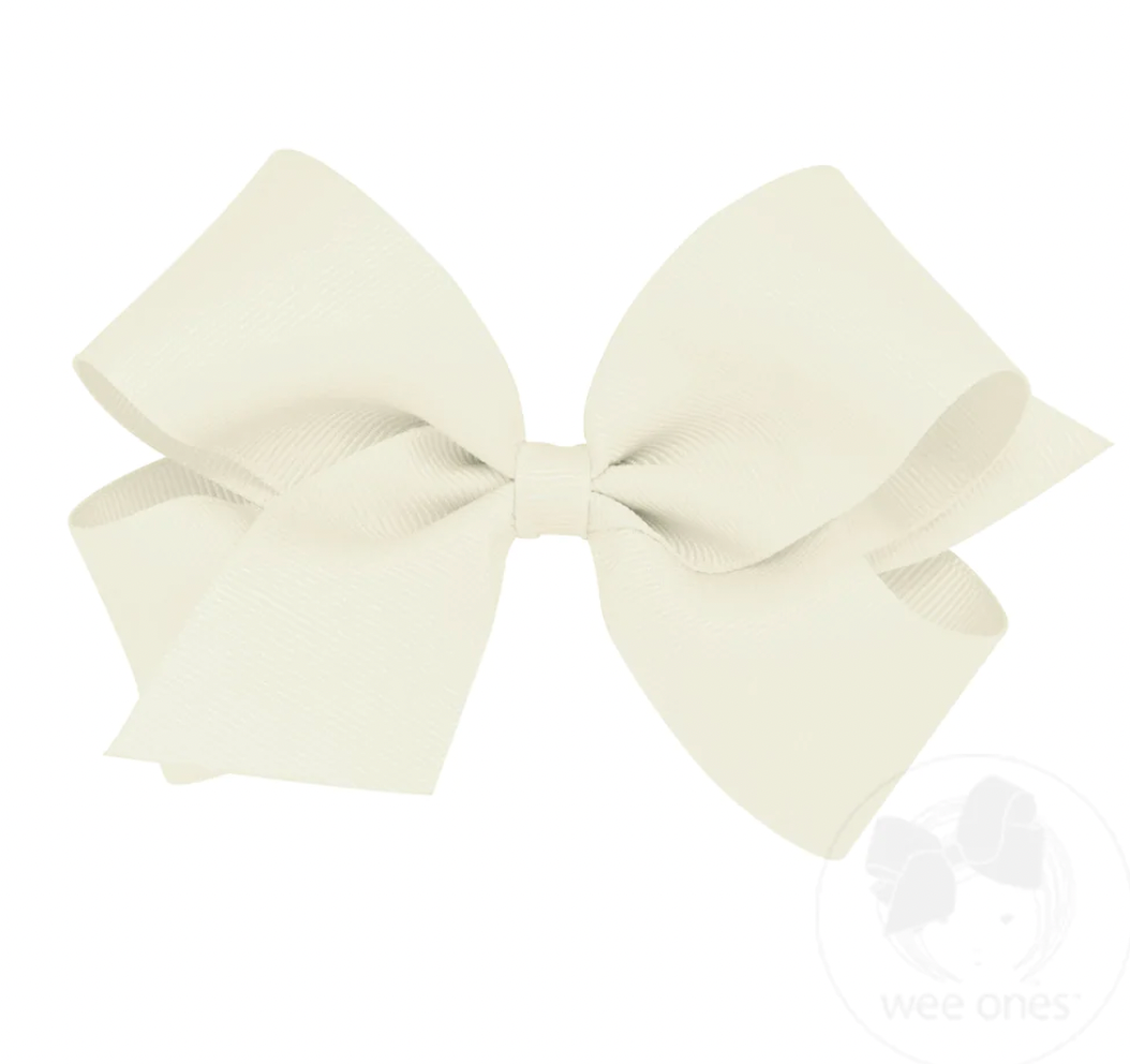 Medium Classic Grosgrain Hair Bow | Antique White