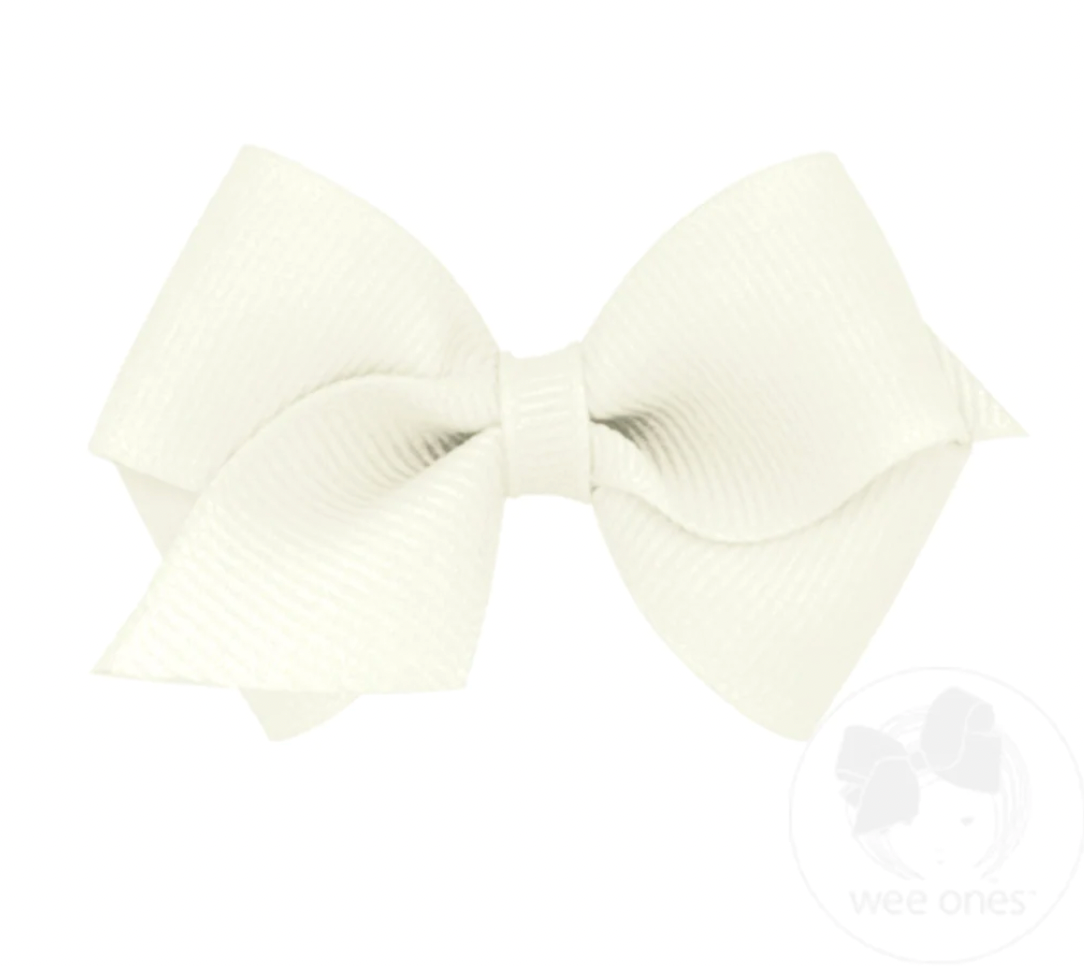 Wee Classic Grosgrain Hair Bow, Antique White