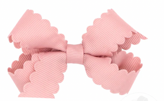 Mini Grosgrain Scalloped Edge Girls Hair Bow | Sweet Nectar