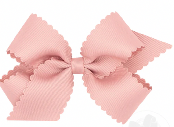 Medium Grosgrain Scalloped Edge Girls Hair Bow | Sweet Nectar