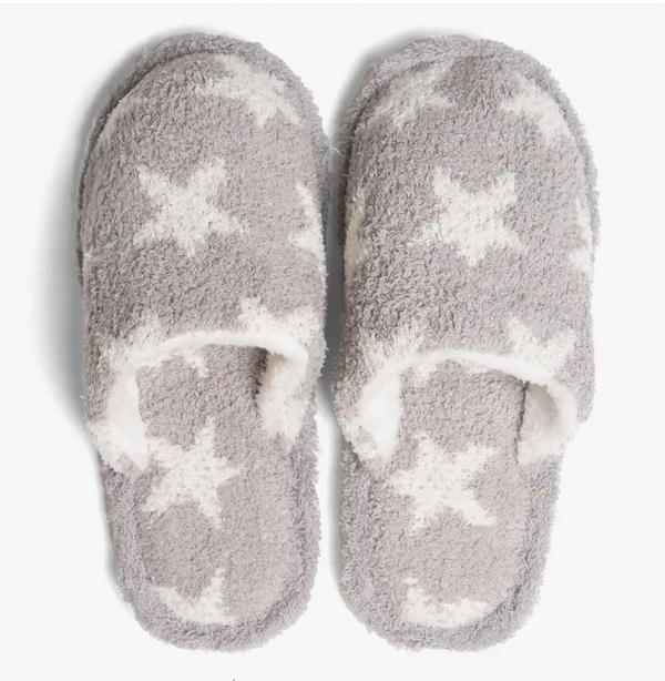 Winter Luxury Soft Star Pattern Slipper | Grey