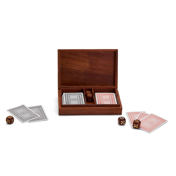 Wood Crafted Playing Card and Dice Set