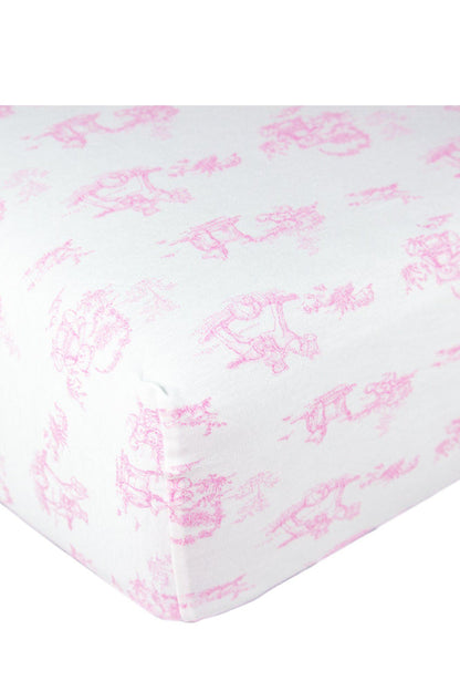 Pink Toile Crib Sheets
