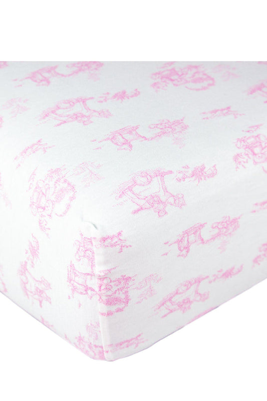Pink Toile Crib Sheets