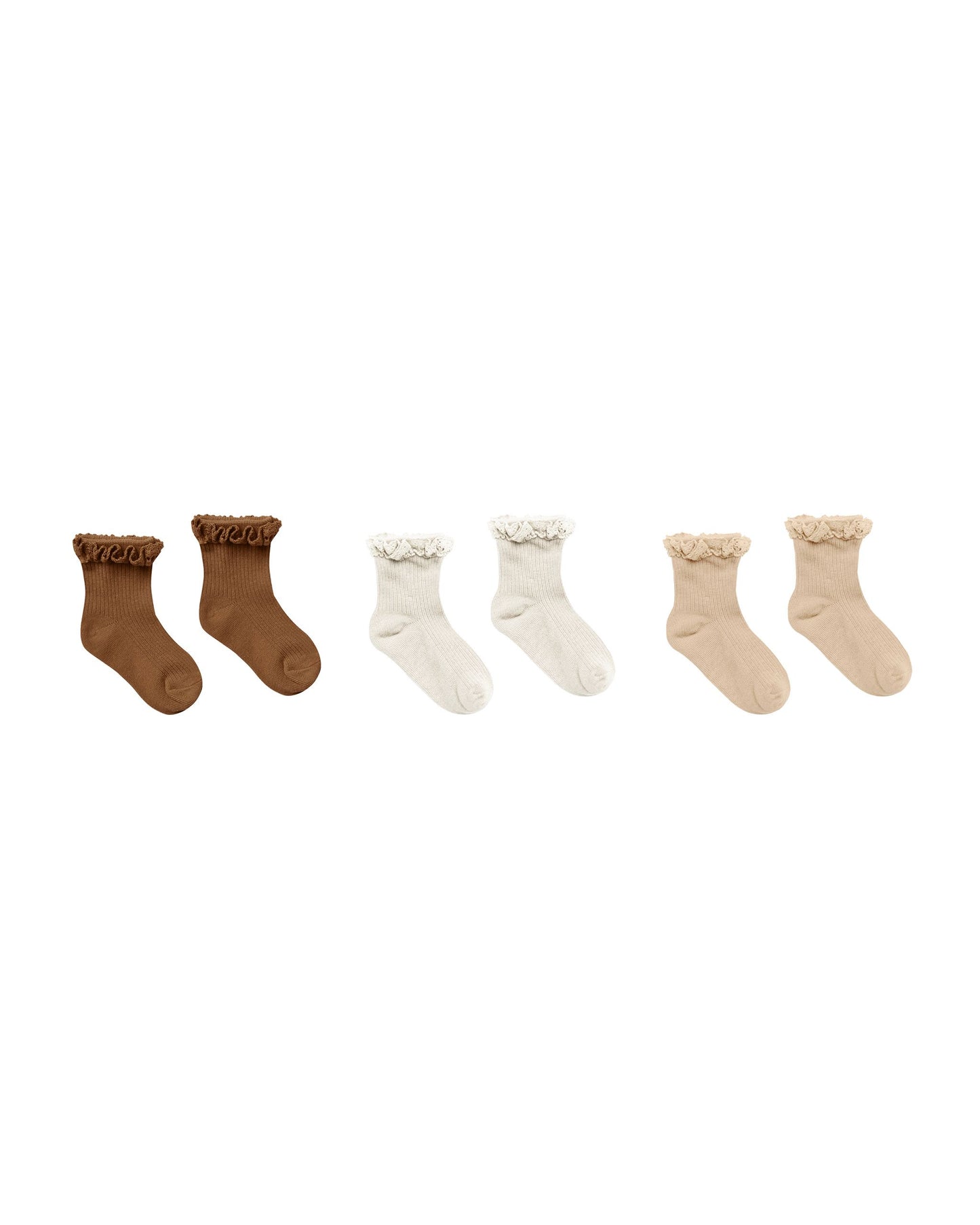 Ruffle Socks | Chocolate, Natural, Shell