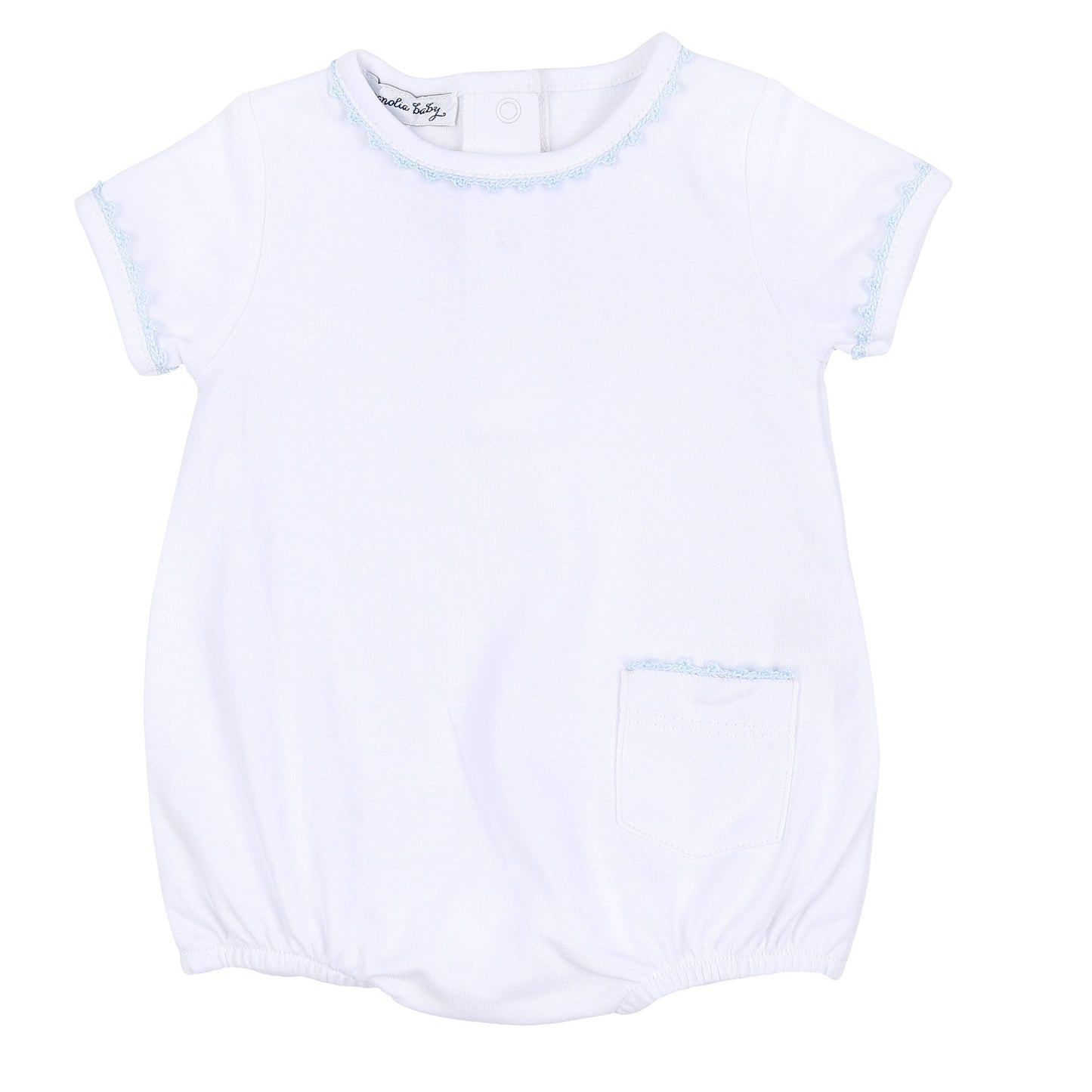 Baby Joy Embroidered Short Sleeve Bubble | Light Blue