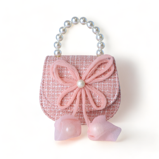 Bowtie Tweed Purse | Pink